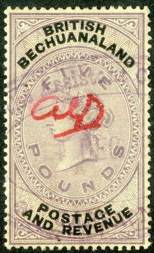1887 BECHUANALAND GB REVENUE KEY TYPE (W.605)